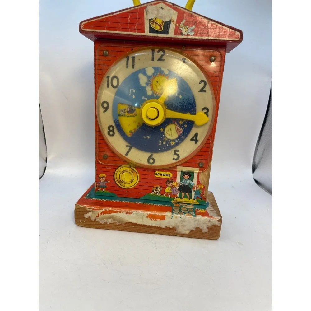 Fisher Price Musical Tick Tock Teaching Clock Music Japan Movement-Works 1962-68